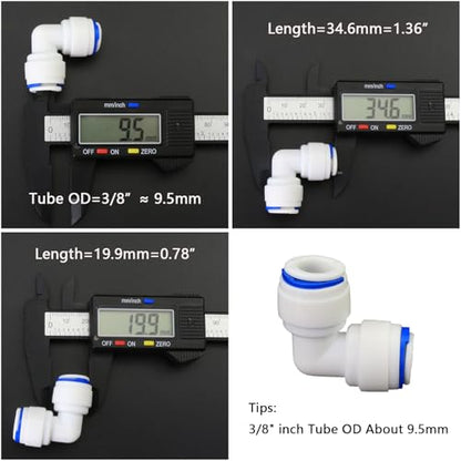 1/4" Push-Fit Elbow, 5 Pcs | Plastic push-to-connect fitting for RO water filtration, pre-purifier, refrigerator & coffee maker. - style: 3/8" Push-to-Connect Elbow Fitting