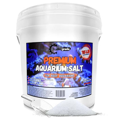 TradeGrade Premium Aquarium Salt – All-Natural Fish Care for Saltwater & Marine Tanks for 50 Gallons | Promotes Healthy Fish, Reduces Stress & Improves Gills – 15lb