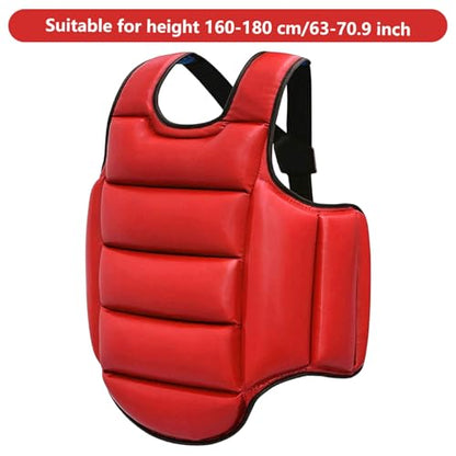Boxing Body Protector, Reversible Chest Protector, Adjustable Taekwondo Sparring Gear, Sponge Boxing Training Equipment 160-180cm|Chest Rib Guards - color: Red & Blue