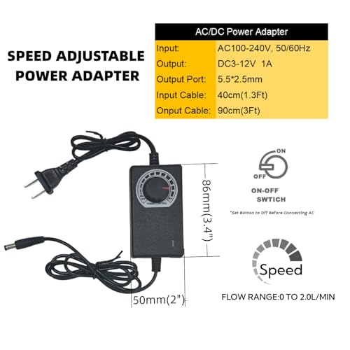 Food Grade Electric Water Transfer Pump, 110V Adjustable Flow (0-2L/Min), for 5 Gallon Water Jugs, Bottled Water, Wine, Cooking, Aquariums – Self-Priming – Quiet, Portable, Easy to Use
