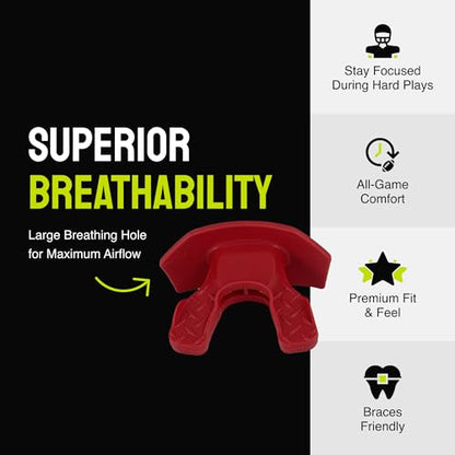 DAMAGE CONTROL Youth Football Mouth Guard – Red - color: Red