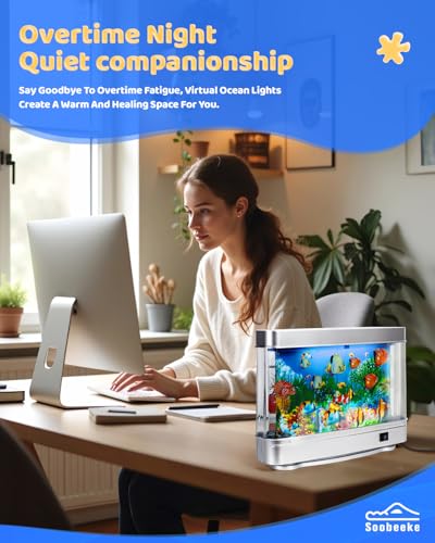 Fake Fish Tank Baby Aquarium - Artificial Fish Lamp with Moving Tropical Fish - LED Sensory Aquarium Light for Bedroom and Office, Ideal for Kids and Adults - Relaxing Night Light & Stress Reliever