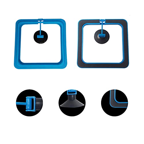 Fish Feeding Ring Floating Food Feeder Circle with Suction Cup Easy to Install Aquarium (Square) - color: blue