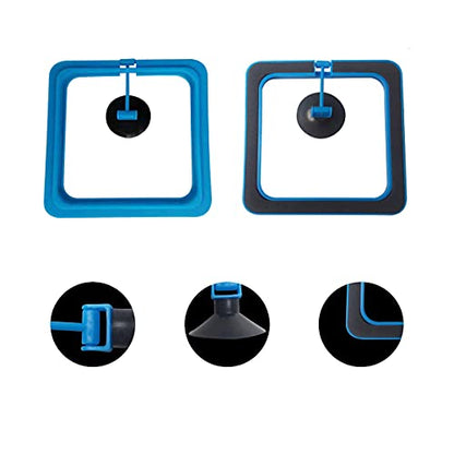 Fish Feeding Ring Floating Food Feeder Circle with Suction Cup Easy to Install Aquarium (Square) - color: blue