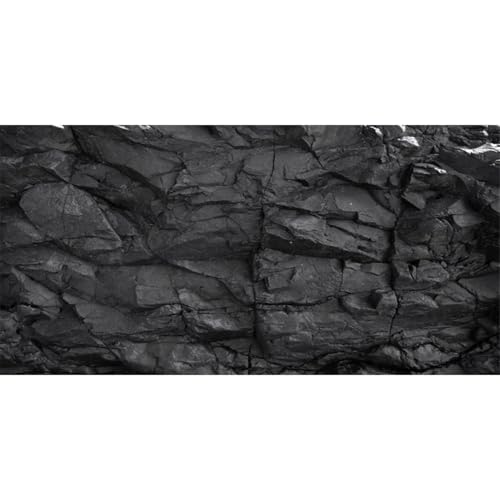 AWERT 72x24 inches Stone Aquarium Background Black Rock Fish Tank Background Rocky Terrarium Background Vinyl - size: 72x24in/180x60cm