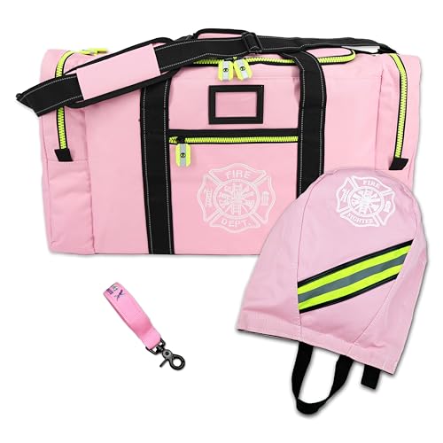 Lightning X Firefighter Turnout Gear Package - Gear Bag, SCBA Mask Bag, Fire Glove Strap, Shoulder Strap - color: Pink