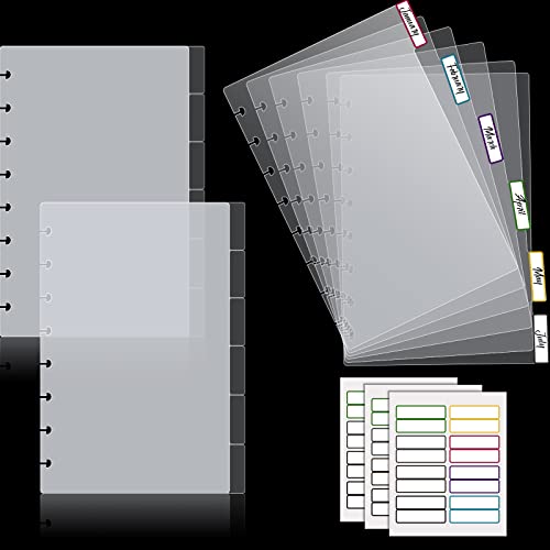 15 Sheets Junior Poly Tab Dividers for Discbound Notebooks Disc Bound Planner Supplies Dividers Tab Binder Index Notebook Accessories for Semi Transparent(White) - color: White