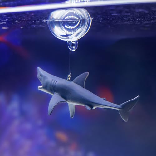 HIERYAN Mini Floating Shark Fish Tank Decorations, Realistic Resin Aquarium Ornaments with Adjustable Height, Cute Underwater Decor for Fish Tank, 2 Pack