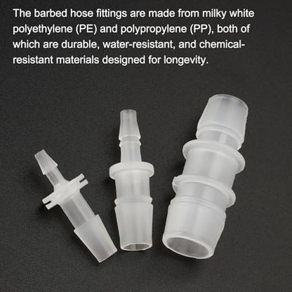 40pcs Hose Barb Fitting, Plastic Hose Barb Reducing Fittings Assortment,Barbed Reducer For Air Gas Water Liquid Line Catheter Tube Pump Adapters