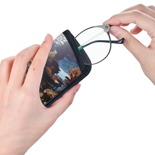 fish aquarium Print Eyeglasses Case for Sunglasses Lightweight Travel Accessory Home Office Use Pouch