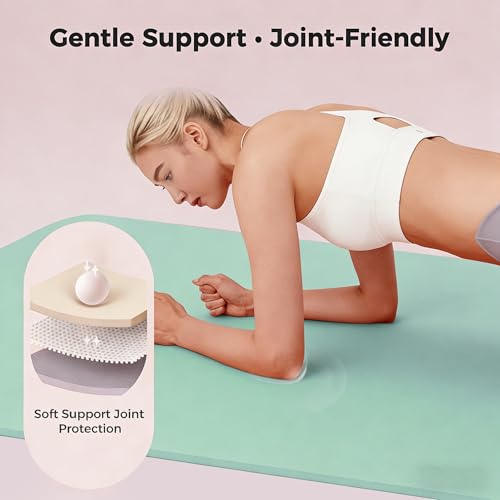 Keep 72" x 24" TPE Yoga Mat Non Slip, 1/4 Inch (6mm) Exercise Mat for Home Workout, Gym, Yoga, Pilates & Stretching with Carrying Strap, Oat White - color: Mint green