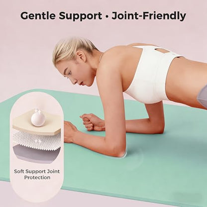 Keep 72" x 24" TPE Yoga Mat Non Slip, 1/4 Inch (6mm) Exercise Mat for Home Workout, Gym, Yoga, Pilates & Stretching with Carrying Strap, Oat White - color: Mint green