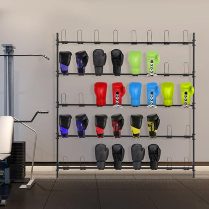 Boxing Glove Storage Rack, Wall Mounted Boxing Glove Drying Rack, Glove Dryer Holder Storage Garage Organizer, Holds 20 Pairs of Gloves