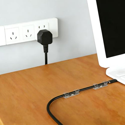 40PCS Strong Adhesive Cable Clips Clear, Premium Wire Holders for Wall, Strong Cord Organizer Under Desk, Car, PC