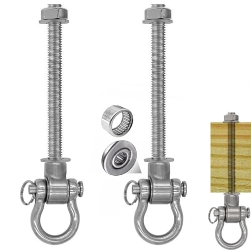 2 Permanent Anti-Rust Heavy-Duty Bearing Swing Hanger Mute (10mm) 180° Swing, 1500 lb, sandbag Yoga Swing Hammock Chair - size: 2 Pack