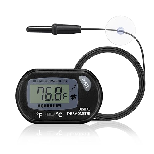 Aquarium Thermometer with Large LCD Display Fahrenheit/Celsius(℉/℃) Fish Tank Thermometer for Aquarium Reptile Terrarium Digital Water Thermometer with Suction Cup - size: 1 Pack