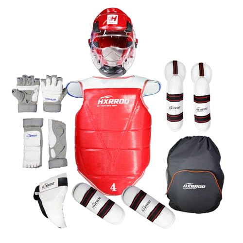 Upgraded Taekwondo Sparring Gear Set, Training Equipment, Light Weighted and Soft, for Taekwondo Karate Trainer Youth Adult - color: red, size: 5#
