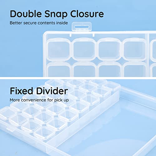 Segbeauty 56 Grids Clear Plastic Organizer Box, Gem Jewelry Storage Container with Dividers, Bead Organizer Earrings Storage Box Seeds Craft Organizers Screw Tool Boxes for Small Parts