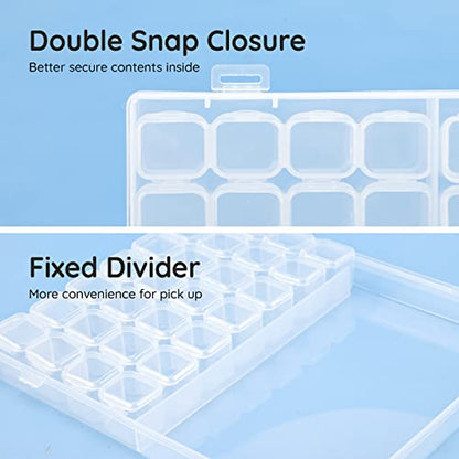 Segbeauty 56 Grids Clear Plastic Organizer Box, Gem Jewelry Storage Container with Dividers, Bead Organizer Earrings Storage Box Seeds Craft Organizers Screw Tool Boxes for Small Parts