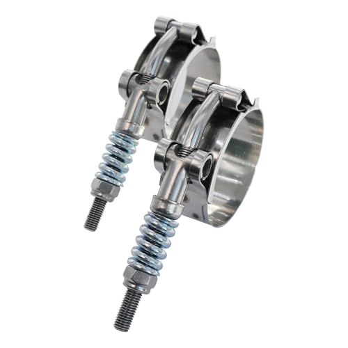 1.5" T Bolt Hose Clamp Spring Loaded Stainless Steel - Working Range 41mm - 48mm for 1.5" I.D. Hose with 2mm - 5mm Wall Thickness, Auto-adjusting maintain Constant Clamping Force (41-48mm, 2 Pack) - size: 1.5" Hose Clamp 41mm - 48mm (1.61" - 1.89")
