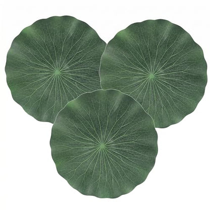 3Pcs Floating Lily Pads Leaves for Ponds, 11.4 Inch Realistic Large Eva Foam Lotus Leaf Artificial Water Plant Pads Decoration Fake Lilly Leaves Ornaments for Koi Fish Aquarium, Pond, Pool,Green
