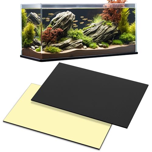 2 Pack 23.6 x 15 Inch Aquarium Fish Tank Leveling Pad, 5 mm Thick Foam Fish Tank Mat Non-Slip Neoprene Foam Shockproof Easy to Cut for Water Stable Floor Protection Black