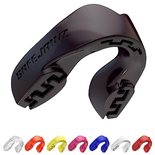 SAFEJAWZ Mouth Guard, Slim Fit Mouthguard for Adult & Youth with Case - color: Black, size: Adult (12+ Years)