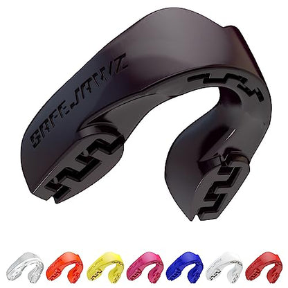 SAFEJAWZ Mouth Guard, Slim Fit Mouthguard for Adult & Youth with Case - color: Black, size: Adult (12+ Years)