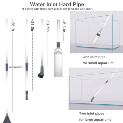 Aquarium Siphon Vacuum Cleaner Kit with Dual Vacuum Tubes, Brush Head, Turkey Baster and Fish Net, Gravel & Sand Cleaner, Aquarium Gravel Vacuum for Water Change and Debris Removal