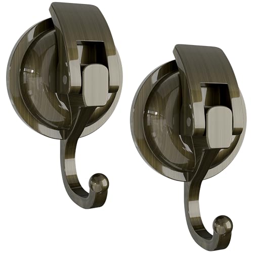 Heavy Duty Vacuum Suction Cup Hooks, Green Bronze Plated Polished Super Suction for Kitchen Bathroom, 2 Pack - color: Green Bronze