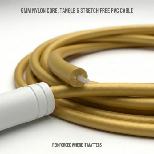 Elevate Rope Jump Rope for Men & Women, 5mm PVC Cable, 10 ft Adjustable - color: Gold