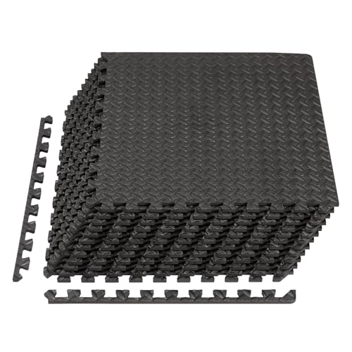 Sweetcrispy Interlocking Foam Floor Tiles - color: Black, size: EVA Foam (12 Pcs)
