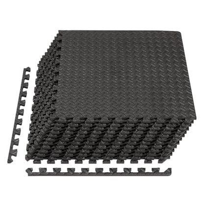 Sweetcrispy Interlocking Foam Floor Tiles - color: Black, size: EVA Foam (12 Pcs)