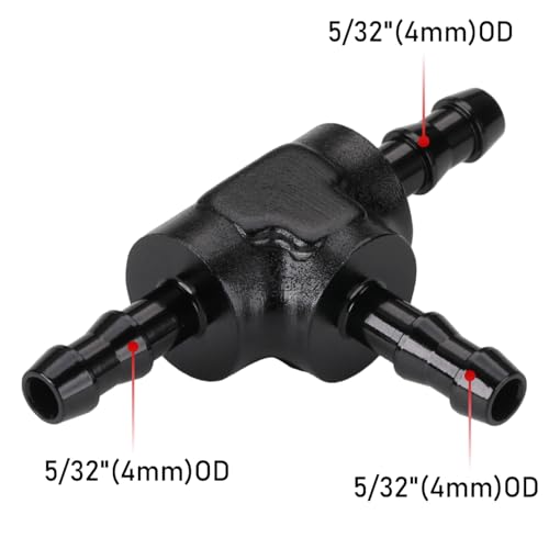 5/32" 4mm Hose Barb Tee T Fitting Adapter Aluminum Black - size: 4mm