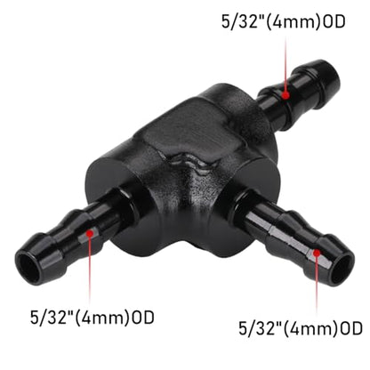 5/32" 4mm Hose Barb Tee T Fitting Adapter Aluminum Black - size: 4mm