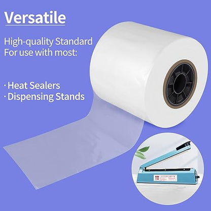 Poly Tubing Roll, Lay Flat Poly Tube Bags, Food-Grade Polyethylene, Custom Poly Bag Packaging Solution, 6 Inches x 500 Feet, 2-Mil Thickness, 1 Roll (6" x 500' 2 Mil, Clear) - size: 6" x 500' 2 Mil