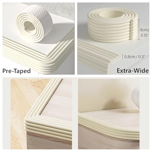 M2cbridge Multifunctional Furniture Edge Wall Corner Guard Desk Edge Cushion Bumper DIY (Rice White (6.5ft x 2))