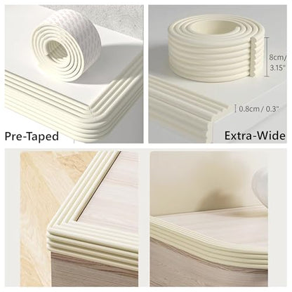 M2cbridge Multifunctional Furniture Edge Wall Corner Guard Desk Edge Cushion Bumper DIY (Rice White (6.5ft x 2))