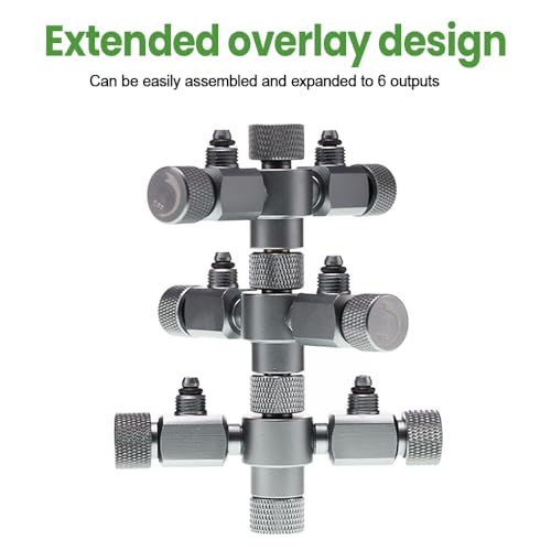 MiOYOOW Aquarium CO2 Splitter, Aluminium Alloy Dual-Precision Needle Valve 2-Way Fish Tank Air Valve for Bubbler Counter CO2 Regulator