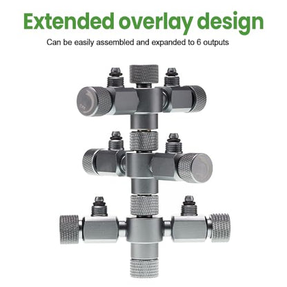 MiOYOOW Aquarium CO2 Splitter, Aluminium Alloy Dual-Precision Needle Valve 2-Way Fish Tank Air Valve for Bubbler Counter CO2 Regulator