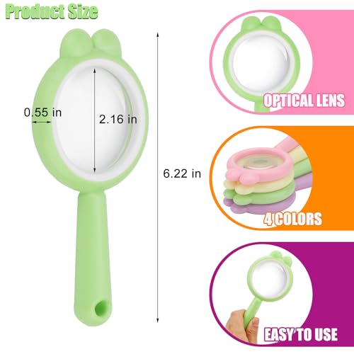 Small Magnifying Glass, 4X Handheld Reading Magnifiers, Adult Exploration Learning Tools for Reading, Back to School Supplies - color: Green