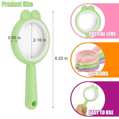 Small Magnifying Glass, 4X Handheld Reading Magnifiers, Adult Exploration Learning Tools for Reading, Back to School Supplies - color: Green