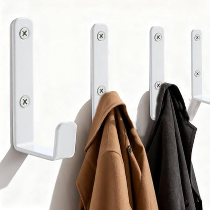 Heavy Duty Hooks, Stainless Steel Hooks for Hanging, Wall Mount Hook, Coat Hook, Wall Hooks Towel Hook Garage Holder Screw Hanger, Utility Hooks, 6 Pack (White) - color: White