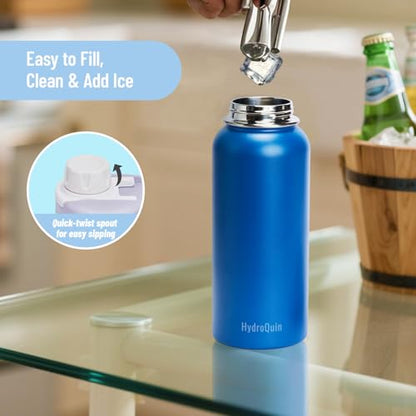 32 oz Insulated Water Bottle Royal Blue Stainless Steel Flask - color: Twilight Wave