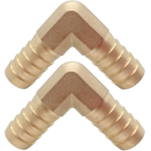 2PCS Brass 5/8" x 5/8" Hose Barb Fitting Barbed 90 Degree Elbow Connector L Right Angle Barbed Fitting by CX WONDERLAND - size: 5/8" Hose Barb