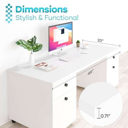 45x20 inch White Table Top Universal, Solid One-Piece Desktop, Reversible Melamine Countertop, Double Desks, L-Desk DIY