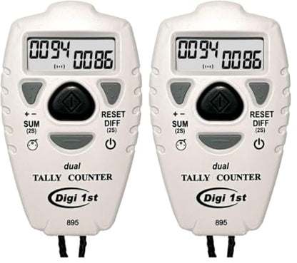 TC-895 Digital Dual Tally Counter, Electronic Up Down Clicker Counter, Add/Subtract People Counter, Handheld Pitch Counter for Golf, Lap & Sports Games - size: 3-1/2 (Pack of 2)