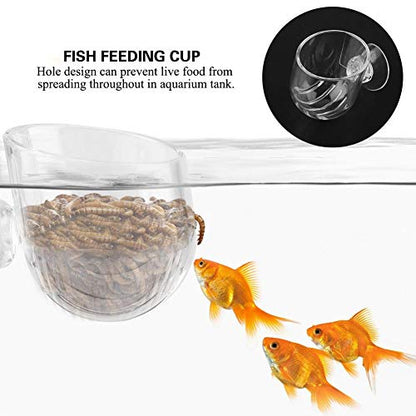 Aquarium Feeder Live Red Feeding Cone Cup Transparent Acrylic Fish Shrimp Feeder Crystal Glass Plant Feeding Container Holder with Suction Cups