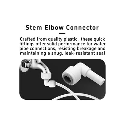 3/8 Inch Stem Elbow Connector, 90 Degree Push to Connect Plastic Quick Fittings for Water Pipe, Reverse Osmosis System, Aquarium Tubing, Easy Plug-In Elbow Joint, White (5 Pack) - size: 5 Pack