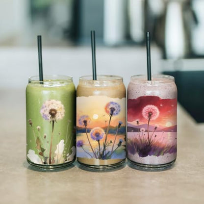 arricraft 10 Pcs Dandelion Theme Cup Printing UV Transfer Papers, 10 Styles Watercolor Scenery and Dandelions PVC DIY Heat Transfer Stickers for 16 OZ Glass Cups Crafts 9.5x4.3inch - style: Watercolor Dandelion Theme